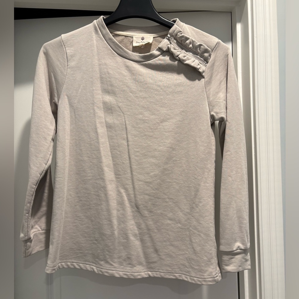 Light Gray Long Sleeve Top with Ruffle Detail